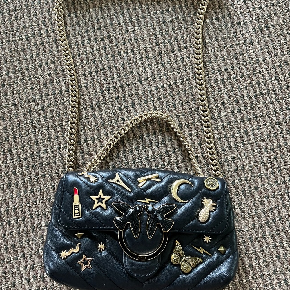 PINKO Mini Love Bag One Chevron Shoulder Bag